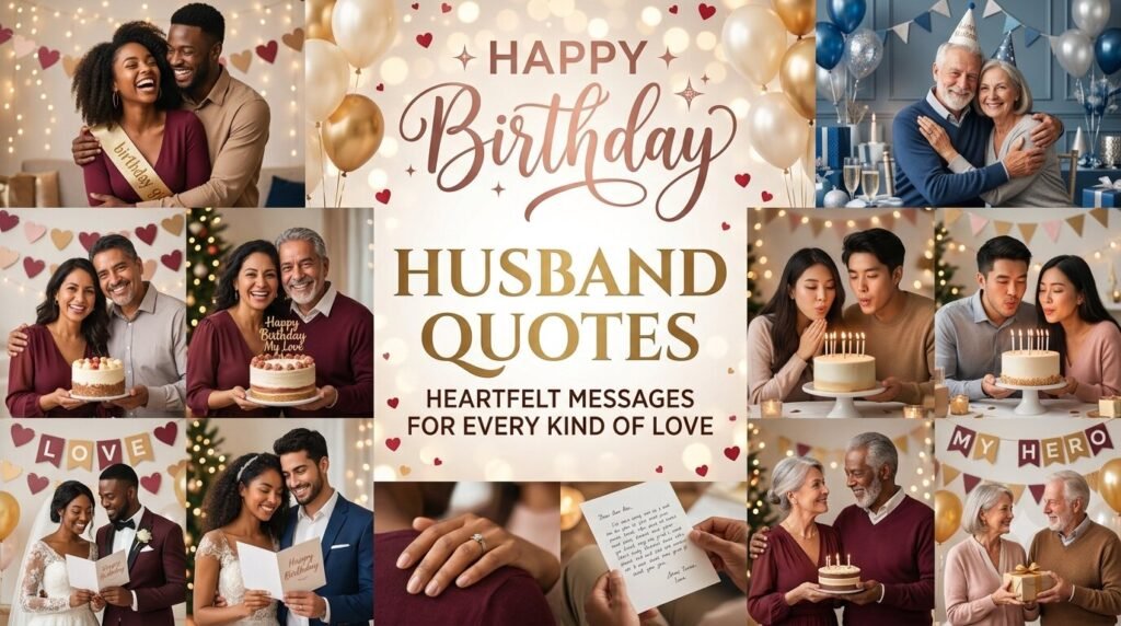 Wife writing a heartfelt happy birthday quote card for her husband