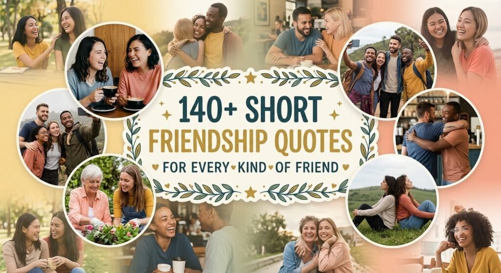 Two best friends laughing together outdoors, representing short friendship quotes